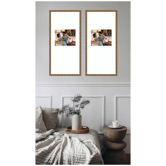 Kate and Laurel Belmont Gallery 14" x 30" Brown Picture Wood Frames 10" x 8" with Mat, 2ct.
